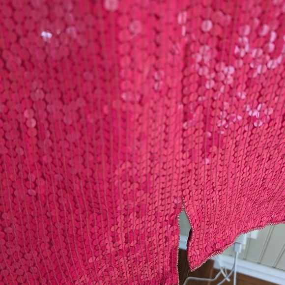 Vintage Neiman Marcus Pink Sequined Silk Beaded Dress Size Medium - Picture 5 of 11